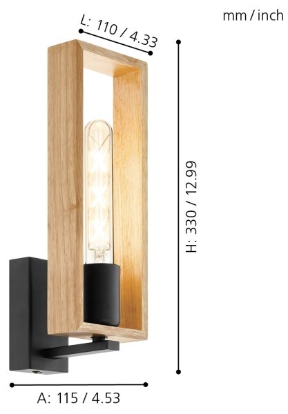 Eglo 44055 - Nástěnné svítidlo LITTLETON 1xE27/60W/230V