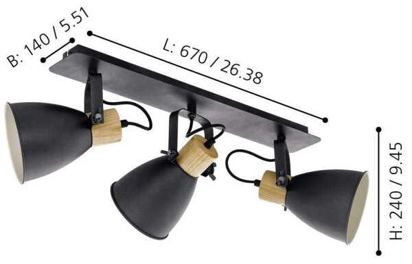 Eglo 99076 - Bodové svítidlo COSWARTH 3xE27/40W/230V