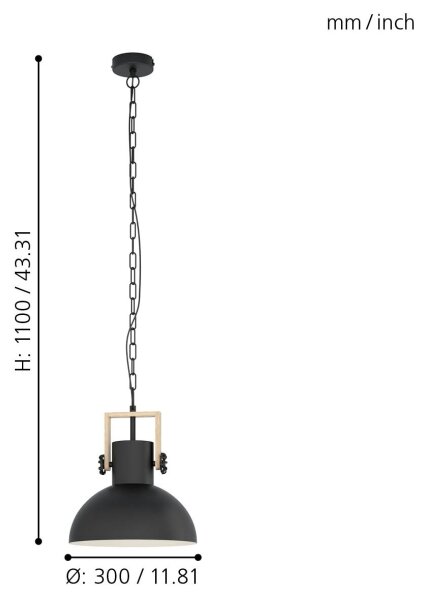 Eglo 44056 - Lustr na řetězu LUBENHAM 1xE27/28W/230V