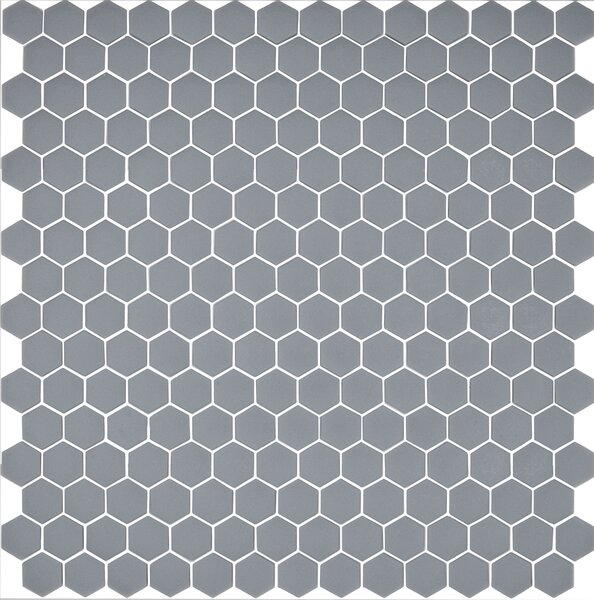 Hisbalit Skleněná mozaika šedá Mozaika 570 HEXAGONY 2,3x2,6 (33,3x33,3) cm - HEX570MH