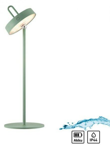 JUST LIGHT LED stolní lampa zelená na baterie dotykový stmívač ochrana proti stříkající vodě USB 2700K LD 19310-43
