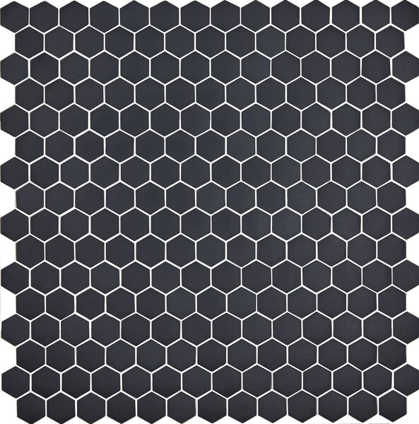 Hisbalit Skleněná mozaika černá Mozaika 564 HEXAGONY 2,3x2,6 (33,3x33,3) cm - HEX564MH