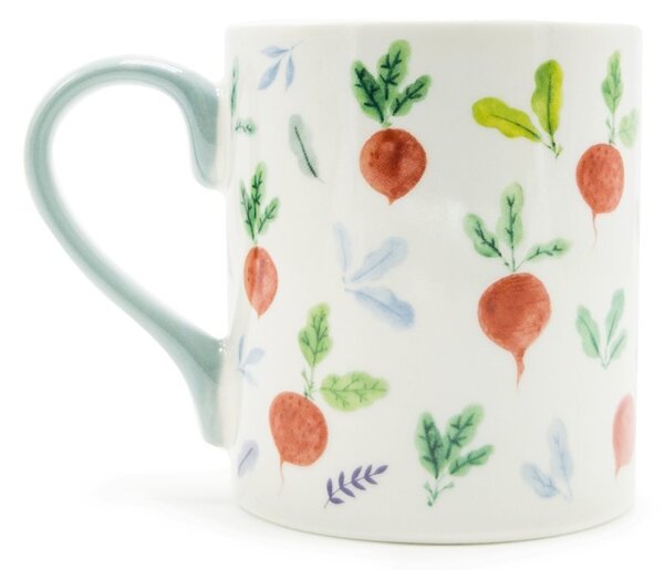 Porcelánový hrnek Kitchen Craft Ředkvičky, bílý, motiv ředkviček, Simply Radishing, 280 ml