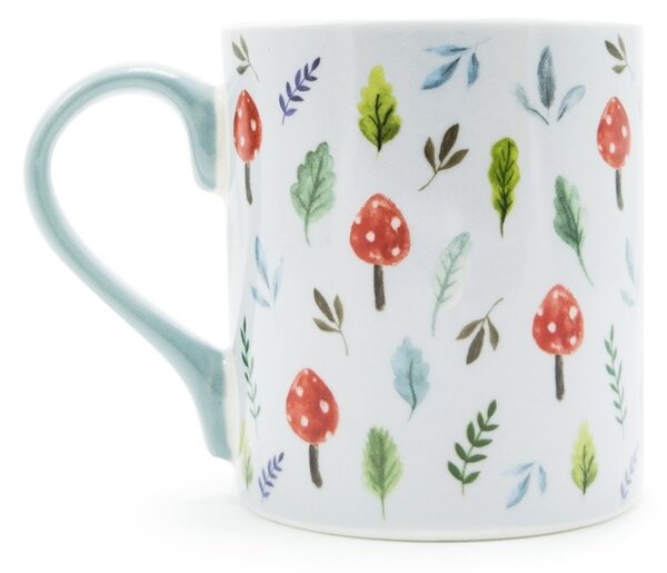 Porcelánový hrnek Kitchen Craft Houbičky, bílý, motiv hub, Grow at your own pace, 280 ml