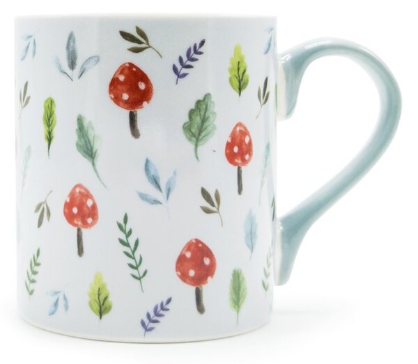 Porcelánový hrnek Kitchen Craft Houbičky, bílý, motiv hub, Grow at your own pace, 280 ml