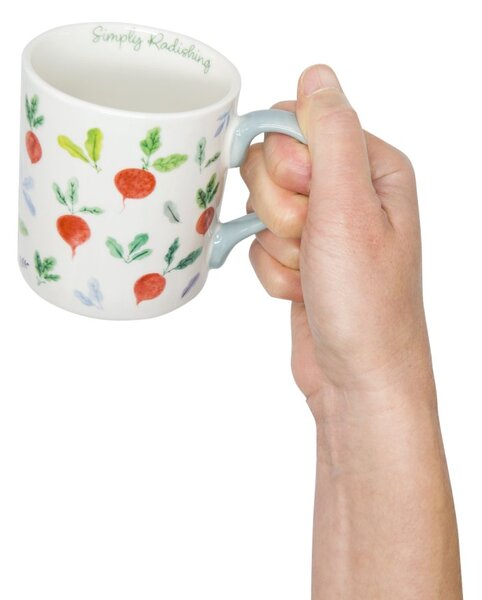 Porcelánový hrnek Kitchen Craft Ředkvičky, bílý, motiv ředkviček, Simply Radishing, 280 ml