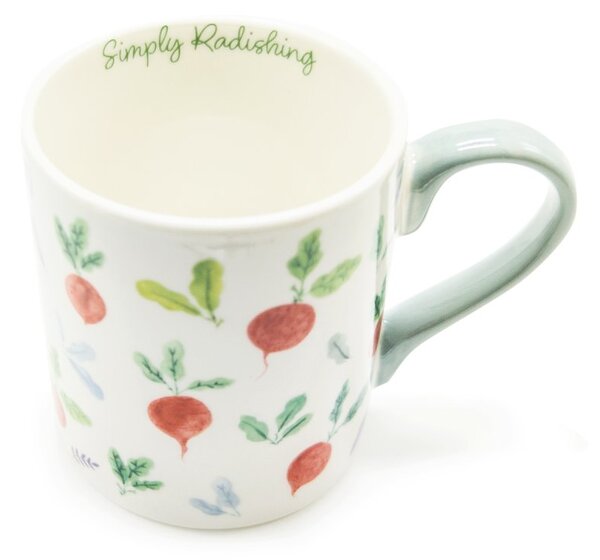 Porcelánový hrnek Kitchen Craft Ředkvičky, bílý, motiv ředkviček, Simply Radishing, 280 ml
