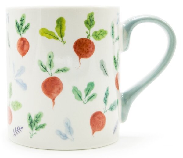 Porcelánový hrnek Kitchen Craft Ředkvičky, bílý, motiv ředkviček, Simply Radishing, 280 ml