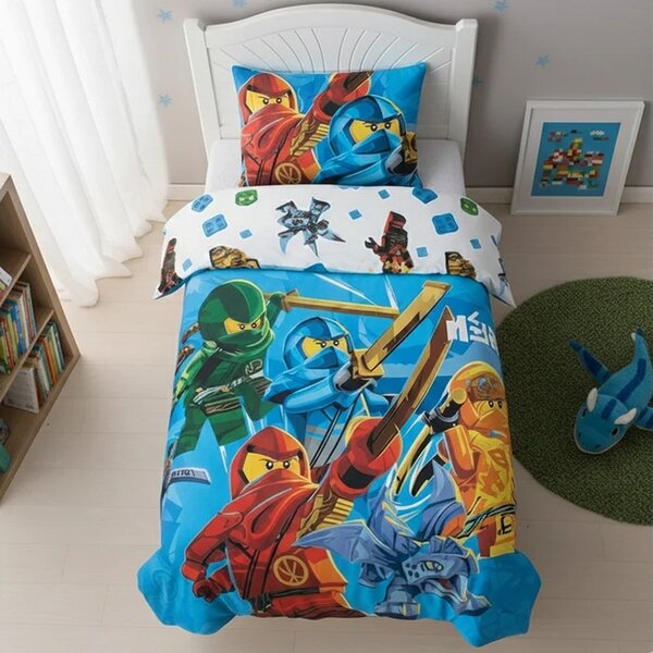 Bavlněné ložní povlečení LEGO Ninjago - motiv Společně povstaneme - 100% bavlna Renforcé - 70x90 cm + 140x200 cm