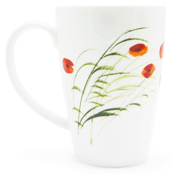Porcelánový hrnek Tea Logic Caprice, bílý, lesklý, motiv vlčích máků, 500 ml
