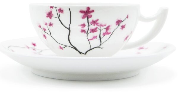 Porcelánový espresso šálek Tea Logic Sakura, bílý, s podšálkem, japonská sakura, 100 ml