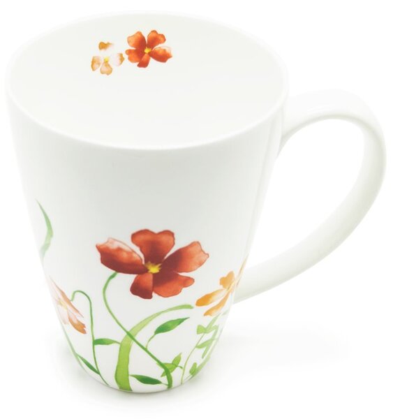 Porcelánový hrnek Tea Logic Lotta, bílý, jemné akvarelové květiny, 500 ml