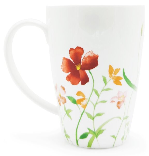 Porcelánový hrnek Tea Logic Lotta, bílý, jemné akvarelové květiny, 500 ml