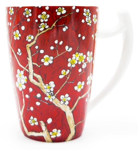 Porcelánový hrnek Tea Logic Hanami, červený, lesklý, motiv květů sakury, 500 ml