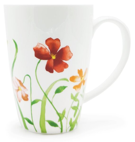 Porcelánový hrnek Tea Logic Lotta, bílý, jemné akvarelové květiny, 500 ml