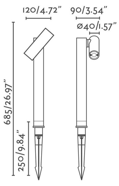 FARO SPY 435 lampa se zápichem, tmavá šedá
