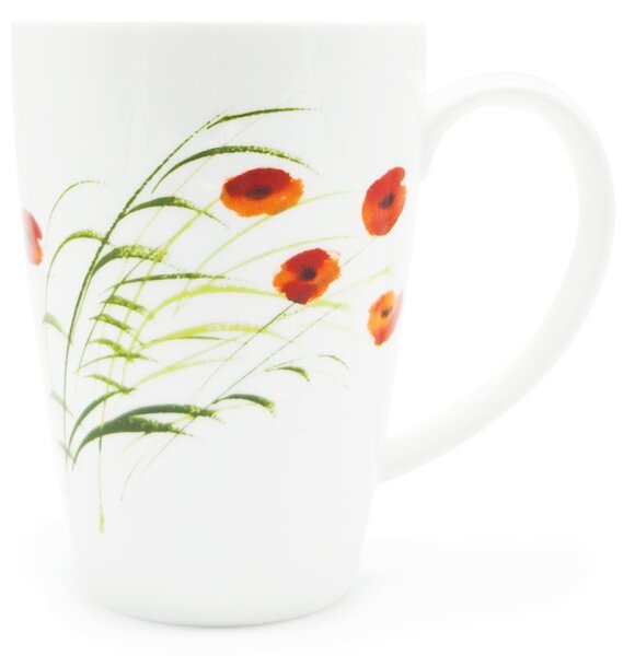Porcelánový hrnek Tea Logic Caprice, bílý, lesklý, motiv vlčích máků, 500 ml