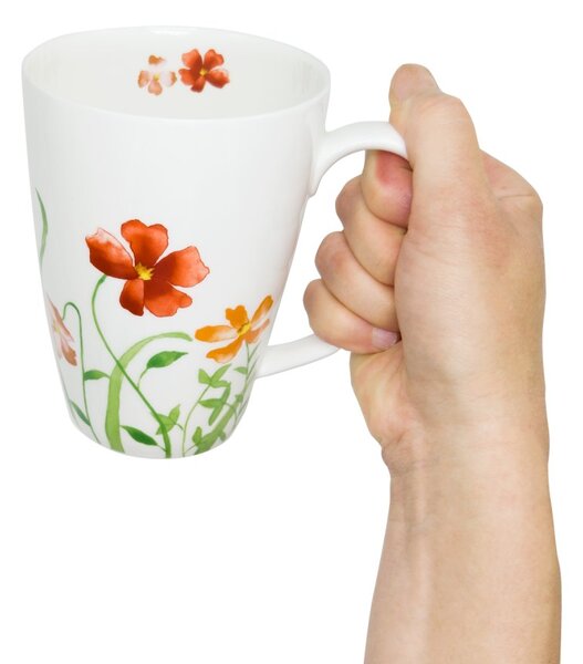 Porcelánový hrnek Tea Logic Lotta, bílý, jemné akvarelové květiny, 500 ml