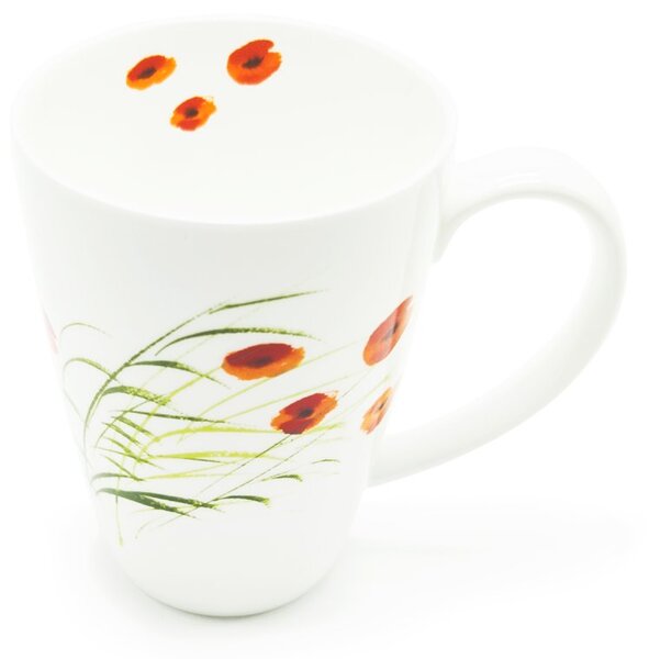 Porcelánový hrnek Tea Logic Caprice, bílý, lesklý, motiv vlčích máků, 500 ml