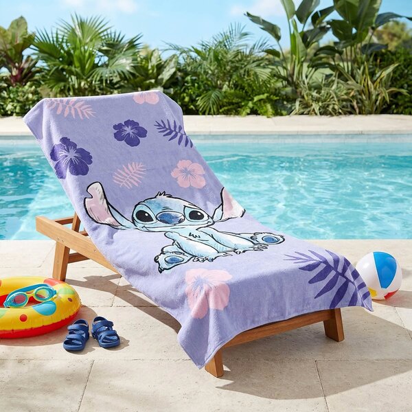 Jerry Fabrics Dětská plážová osuška LILO A STITCH, fialová, froté, 70x140cm