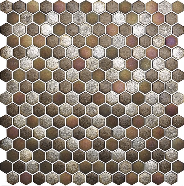 Hisbalit Skleněná mozaika hnědá; zlatá; bronzová Mozaika TEXTURAS MAGMA 2,3x2,6 (33,3x33,3) cm - HEXMAGM