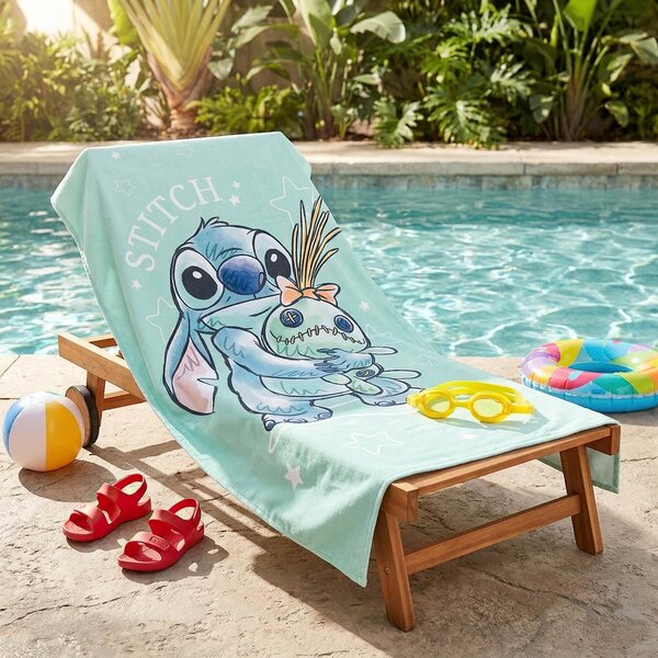 Jerry Fabrics Dětská plážová osuška LILO A STITCH BUDDIES, mintová, froté, 70x140cm