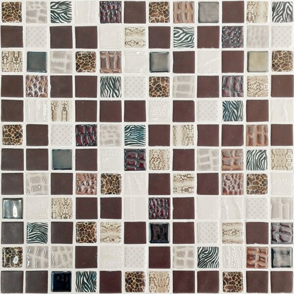 MOSAVIT Skleněná mozaika bílá; hnědá Mozaika SAFARI MARRON 2,5x2,5 (31,6x31,6) cm - SAFMAR
