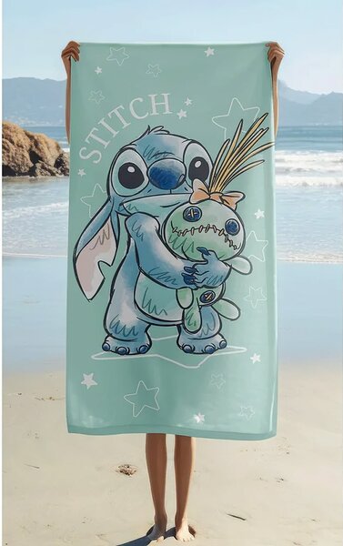 Jerry Fabrics Dětská plážová osuška LILO A STITCH BUDDIES, mintová, froté, 70x140cm