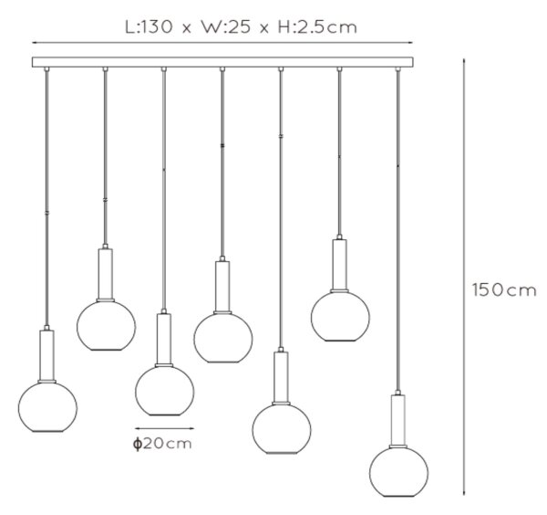 Lucide 45402/07/30 - Lustr na lanku MARIUS 7xE27/40W/230V černá