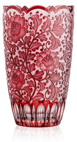 Bohemia Crystal Ručně broušená váza Blossom Rubín 305mm