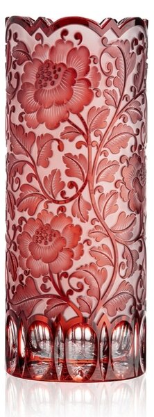 Bohemia Crystal Ručně broušená váza Blossom Rubín 300mm