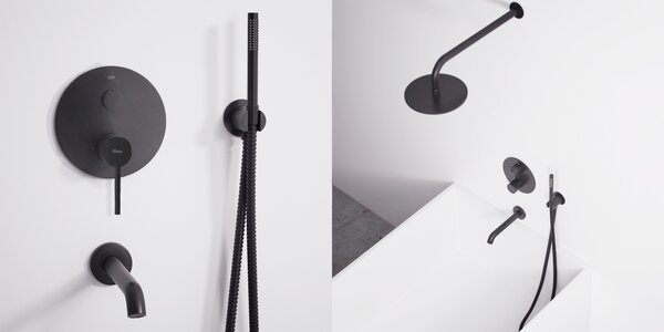 Rea Lungo - podomítkový vanový set se sprchou + box P6300 - komplet sada, černá, REA-P4112
