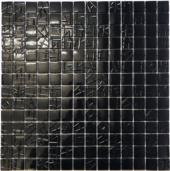 Hisbalit Obklad skleněná černá Mozaika 101C INTERLOCKED BLACK MIX 2,5x2,5 (33,3x33,3) cm - 25101CINTM
