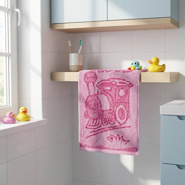 Profod dětský froté ručník TRAIN PINK, růžový vláček, 30x50cm