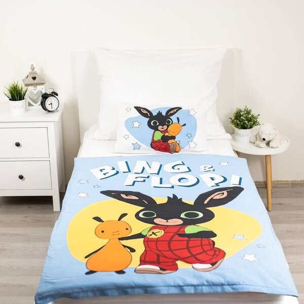 Jerry Fabrics Dětské povlečení do postýlky KRÁLÍČEK BING FLOP BABY, modré, bavlna hladká, 100x135cm + 40x60cm
