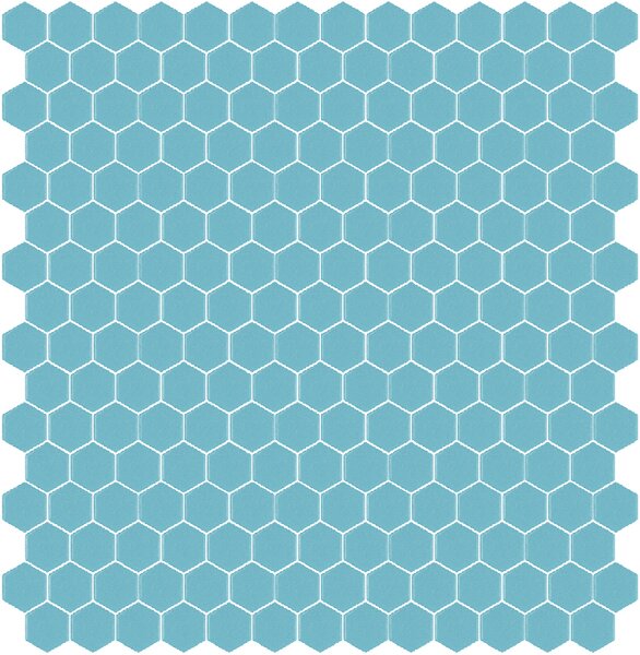 Hisbalit Skleněná mozaika modrá Mozaika 335B SATINATO hexagony 2,3x2,6 (33,33x33,33) cm - HEX335BLH
