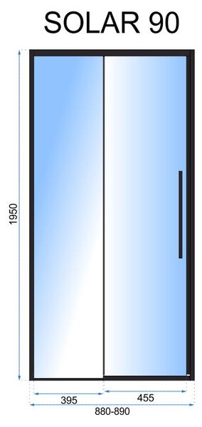 Rea - SOLAR BLACK MAT posuvné sprchové dveře, černý profil, 90 x 195 cm, REA-K6319