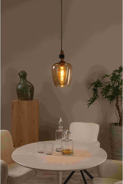 Lucide 45408/22/62 - Lustr na lanku ILONA 1xE27/40W/230V pr. 22 cm černá/béžová