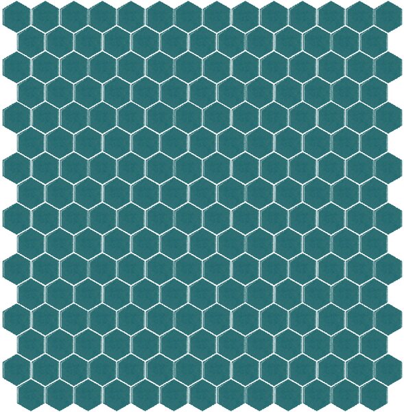 Hisbalit Skleněná mozaika zelená Mozaika 127A SATINATO hexagony 2,3x2,6 (33,33x33,33) cm - HEX127ALH