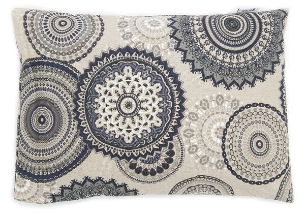 Pohankový polštář Gadeo Šedá mandala, hřejivý/chladivý, s levandulí, motiv mandaly, 38 x 28 cm