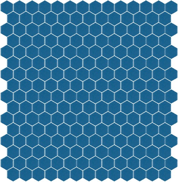 Hisbalit Skleněná mozaika modrá Mozaika 240B SATINATO hexagony 2,3x2,6 (33,33x33,33) cm - HEX240BLH