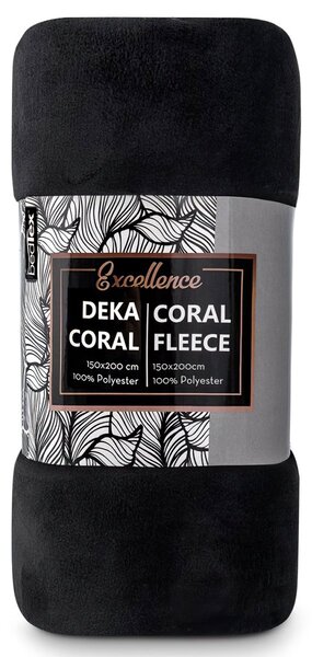 TipTrade deka z mikroplyše CORAL FLEECE jednobarevná UNI ČERNÁ, 150x200cm