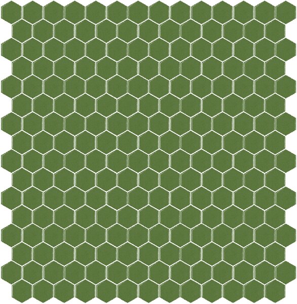 Hisbalit Skleněná mozaika zelená Mozaika 221A SATINATO hexagony 2,3x2,6 (33,33x33,33) cm - HEX221ALH