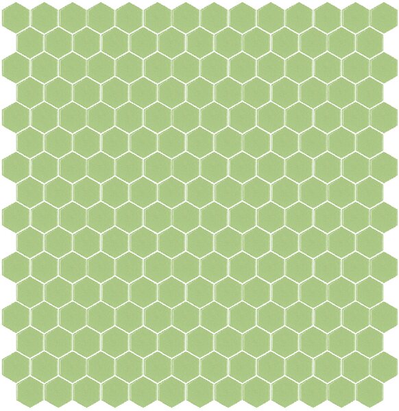 Hisbalit Skleněná mozaika zelená Mozaika 115A SATINATO hexagony 2,3x2,6 (33,33x33,33) cm - HEX115ALH