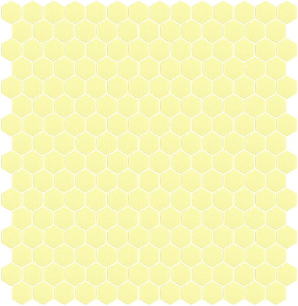 Hisbalit Skleněná mozaika žlutá Mozaika 303B SATINATO hexagony 2,3x2,6 (33,33x33,33) cm - HEX303BLH