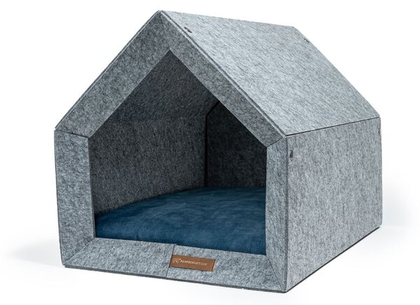 Vysoce odolná bouda PETHOME s měkkou matrací SVĚTLE ŠEDÁ do interiéru - Modrá, S