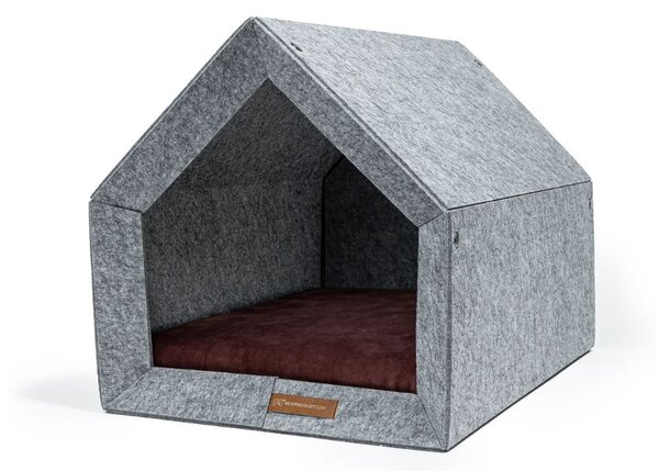 Vysoce odolná bouda PETHOME s měkkou matrací SVĚTLE ŠEDÁ do interiéru - Bordó, Rozměr: M