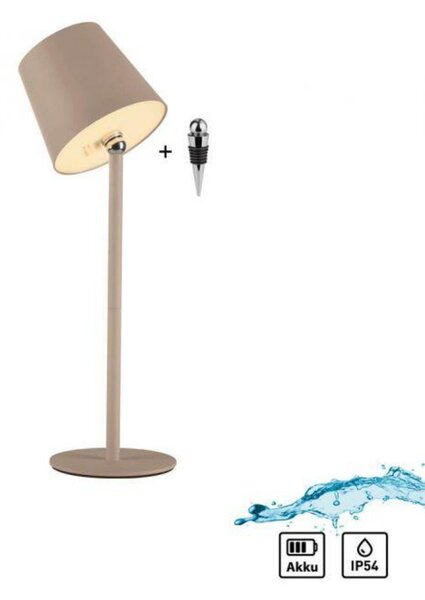 JUST LIGHT LED svítidlo na láhev béžová na baterie dotykový stmívač USB IP54 stolní lampa 3000K LD 19251-39