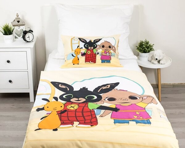 Jerry Fabrics Dětské povlečení do postýlky KRÁLÍČEK BING PLAYROOM, žluté, bavlna hladká, 100x135cm + 40x60cm
