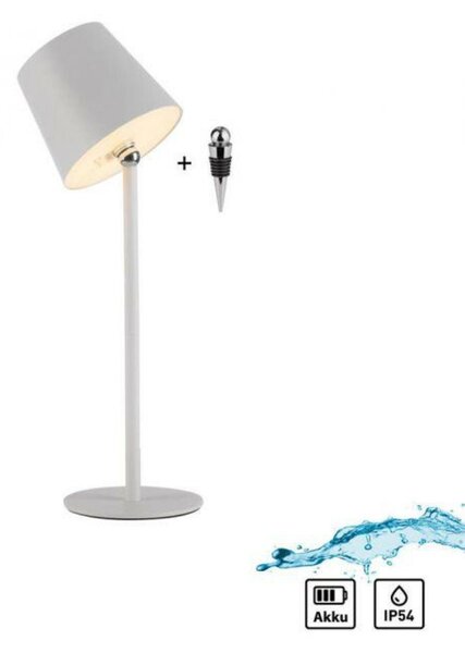 JUST LIGHT LED svítidlo na láhev bílé na baterie dotykový stmívač USB IP54 stolní lampa 3000K LD 19251-16